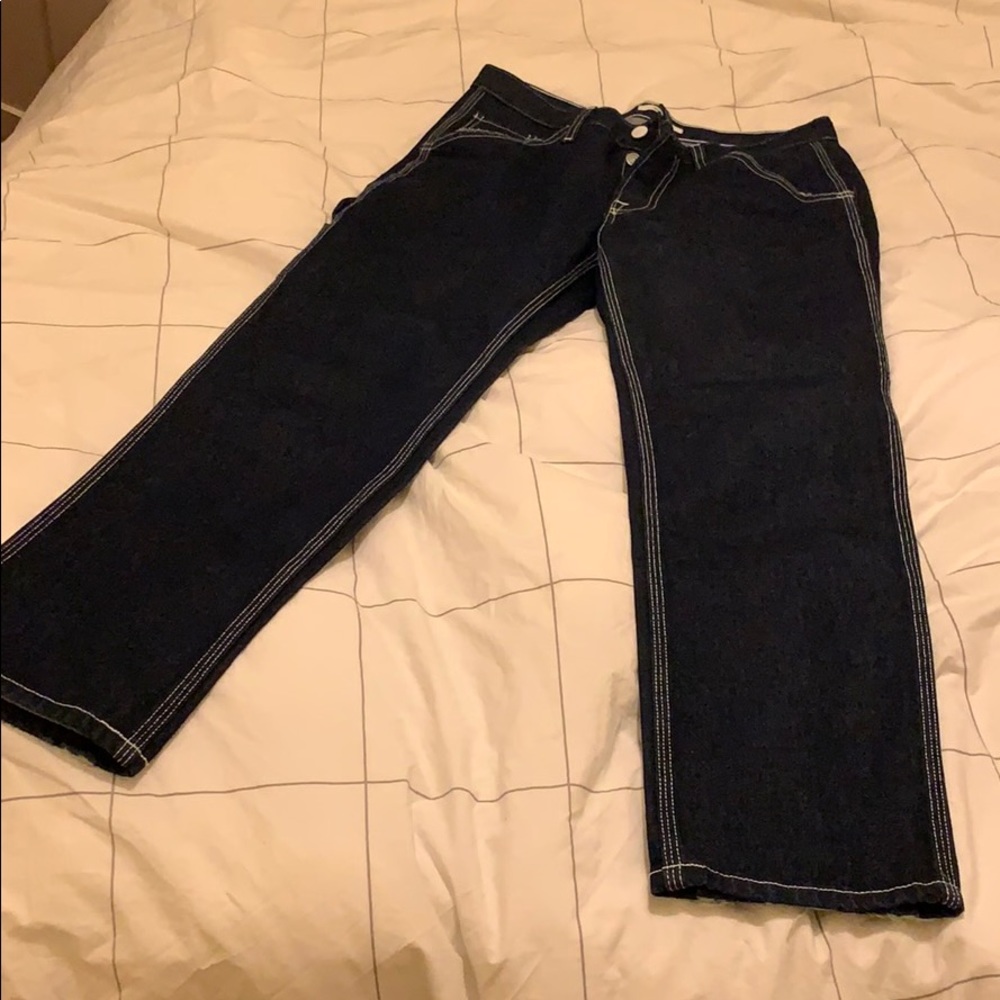 GRLFRND JANICE DISTRESSED JEANS (DARK BLUE)